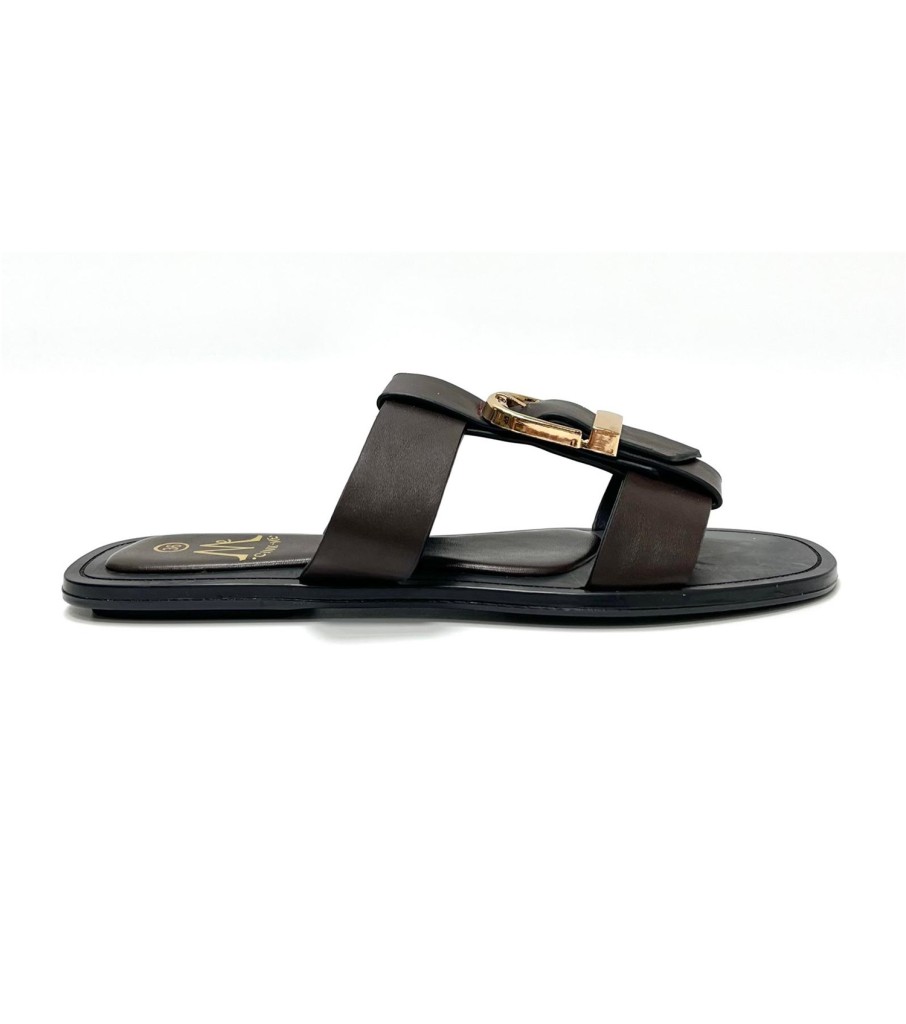 SANDALIA STRAW MARRON
